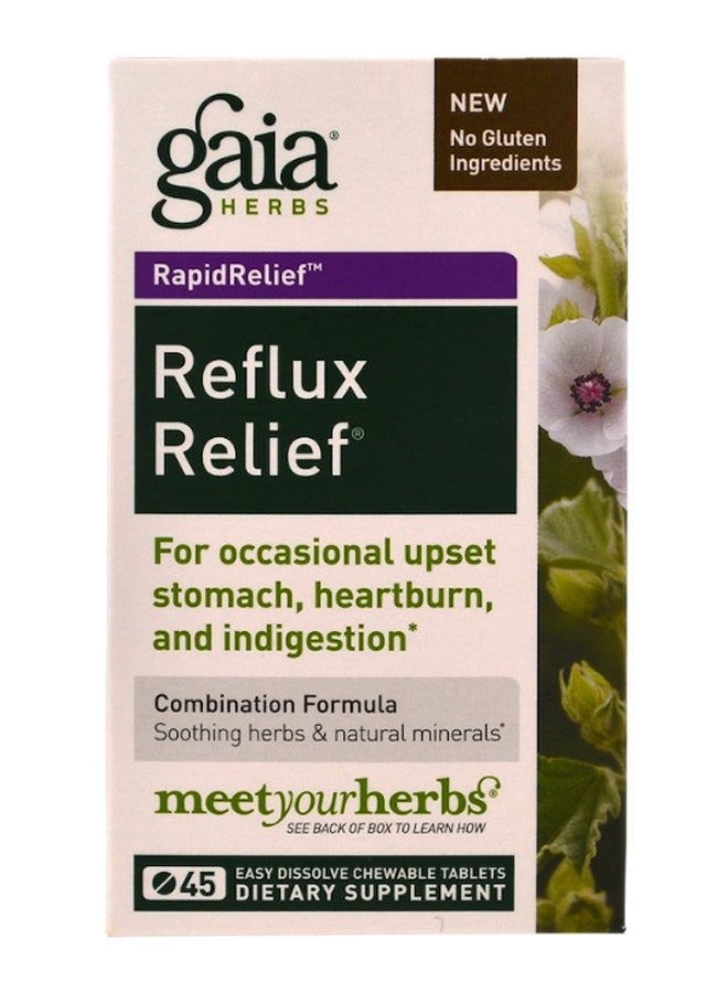 Gaia Herbs - Reflux Relief Supplement - 45 Chewable Tablets - Image 1