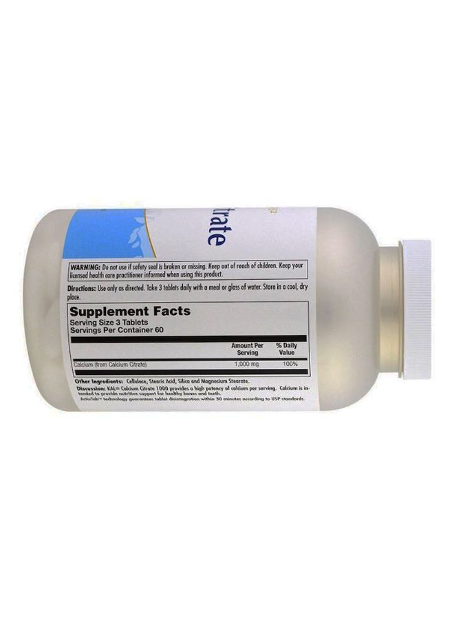 KAL Calcium Citrate Dietary Supplement - 180 Tablets - Image 2