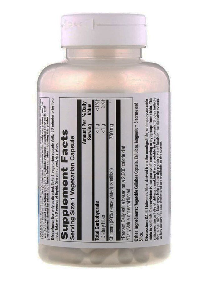 KAL Chitosan 750mg Fiber Extract - 120 Vegetarian Capsules - Image 2