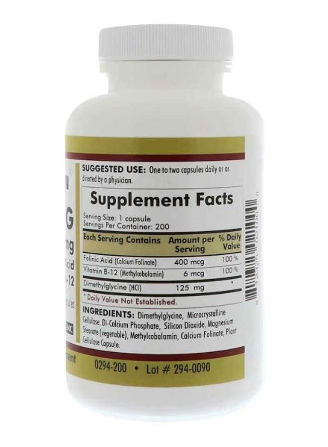 Kirkman Labs DMG With Folinic Acid And Methyl Supplement - 200 Capsules - Image 2
