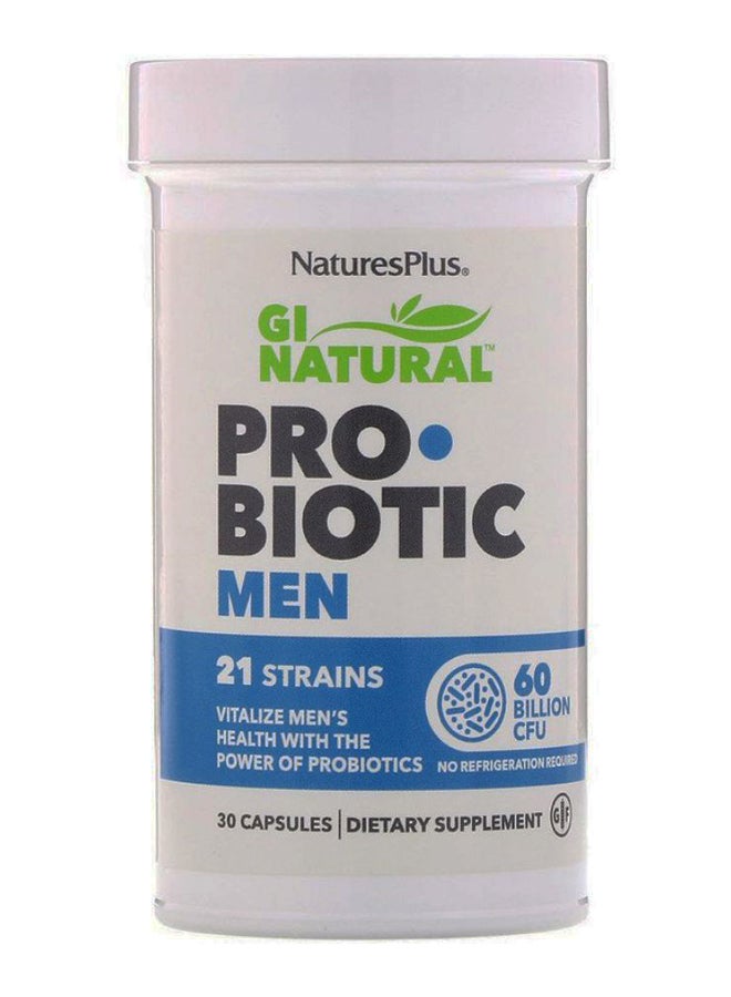 Natures Plus GI Natural Probiotic Men Dietary Supplement - 30 Capsules - Image 1