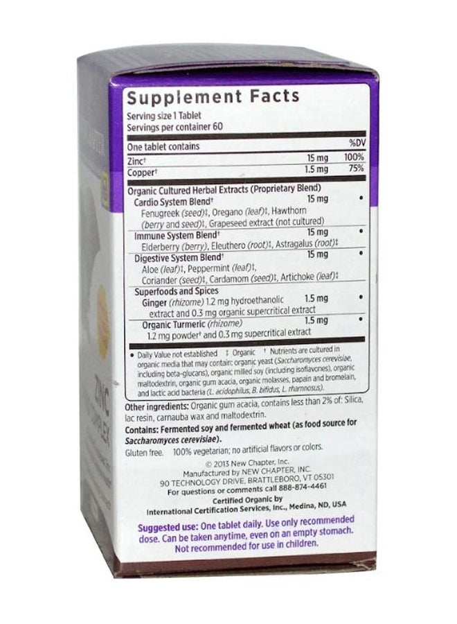 New Chapter Zinc Food Complex - 60 Tablets - Image 2