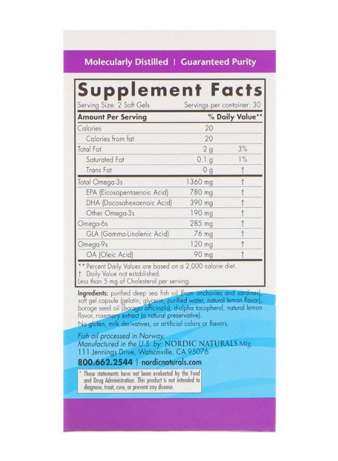 NORDIC NATURALS Complete Omega 3 Lemon Dietary Supplement - 60 Softgels  - Image 2