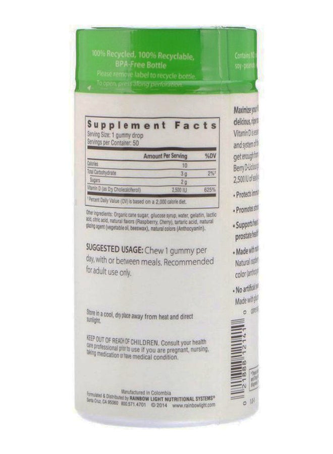 Rainbow Light Raspberry Flavour Berry D-Licious Vitamin D3 - 50 Gummies - Image 2