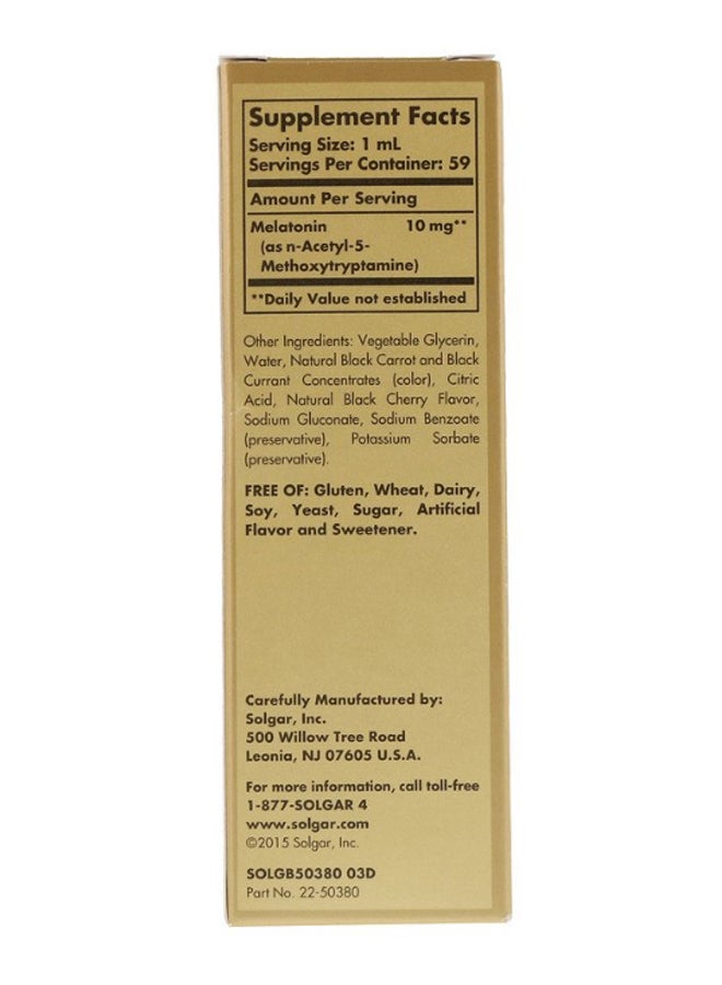 Solgar Liquid Melatonin Natural Black Cherry Flavor Sleep Support 10 Mg, 2 Fl Oz (59 Ml) - Image 2