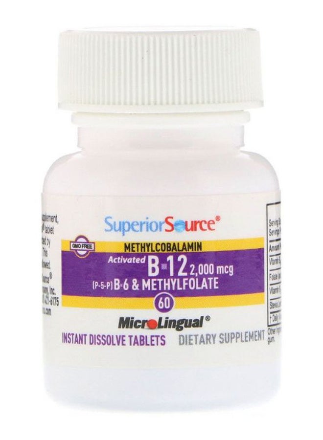 سوبيريور سورس مكمل غذائي مكون من ميثيل كوبالامين (B-12) وحمض الميثيل فولات (B-6) - 60 قرص - Image 1