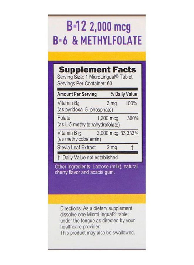 سوبيريور سورس مكمل غذائي مكون من ميثيل كوبالامين (B-12) وحمض الميثيل فولات (B-6) - 60 قرص - Image 3