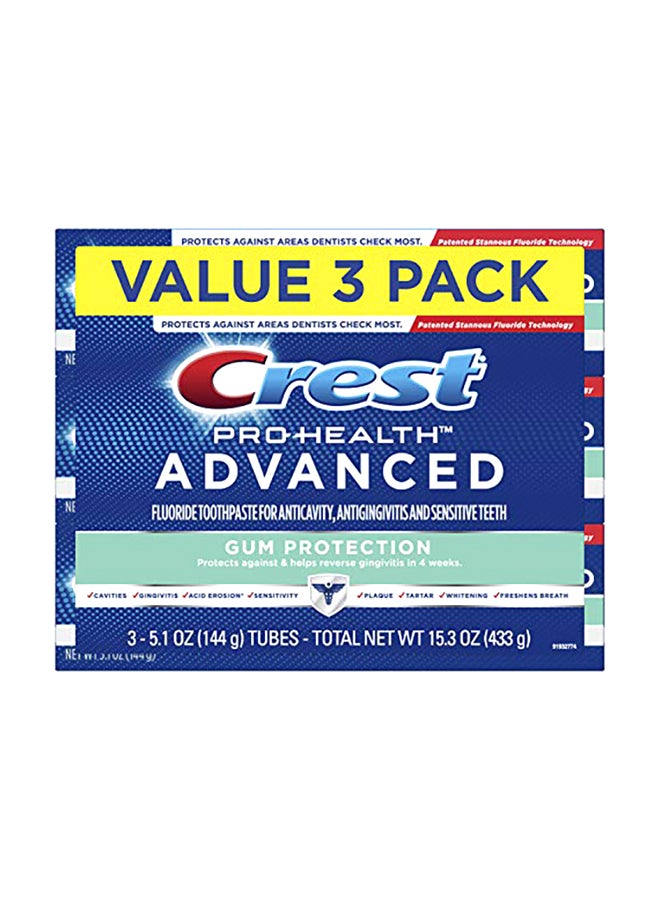 كرست مجموعة معجون أسنان برو هيلث المطوّر لحماية اللثة مكونة من 3 قطع أبيض