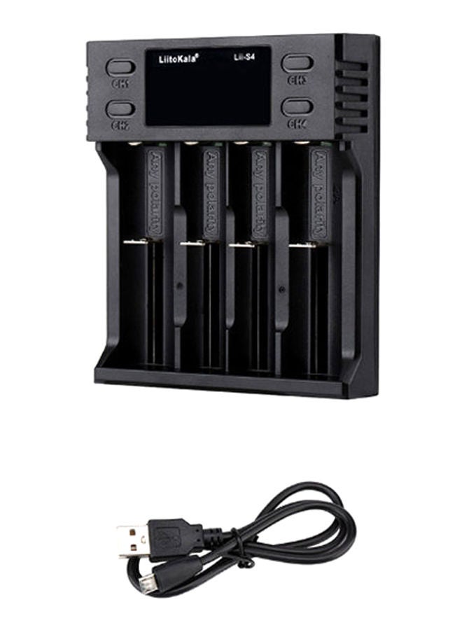LiitoKala 4 Slots Smart Battery Charger LCD With USB Cable Black - Image 1