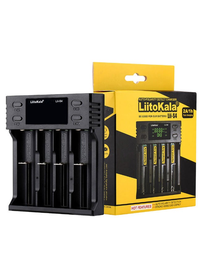LiitoKala 4 Slots Smart Battery Charger LCD With USB Cable Black - Image 2