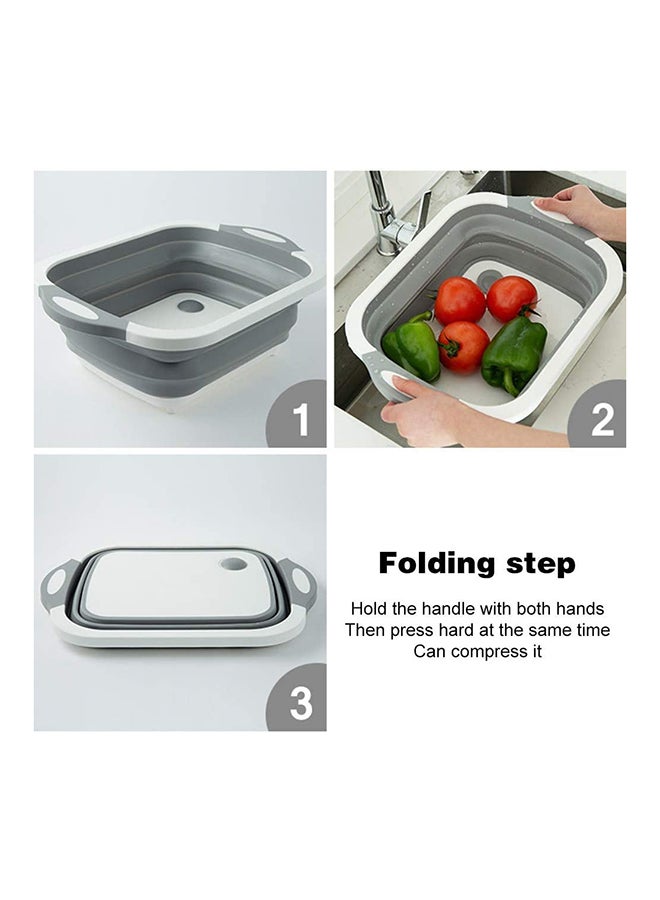 Generic - Multi-Function 3-in-1 Foldable Collapsible Cutting Board Grey/White 40x30x25cm - Image 1