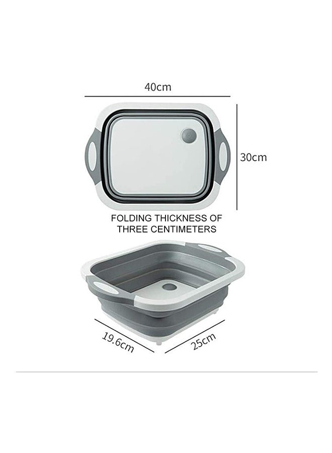 Generic - Multi-Function 3-in-1 Foldable Collapsible Cutting Board Grey/White 40x30x25cm - Image 1
