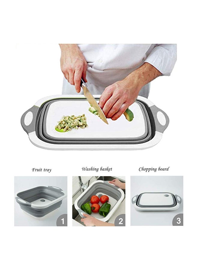 Generic - Multi-Function 3-in-1 Foldable Collapsible Cutting Board Grey/White 40x30x25cm - Image 1