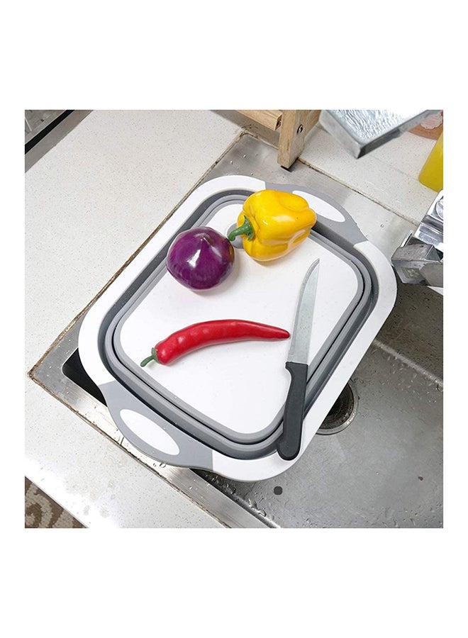 Generic - Multi-Function 3-in-1 Foldable Collapsible Cutting Board Grey/White 40x30x25cm - Image 1