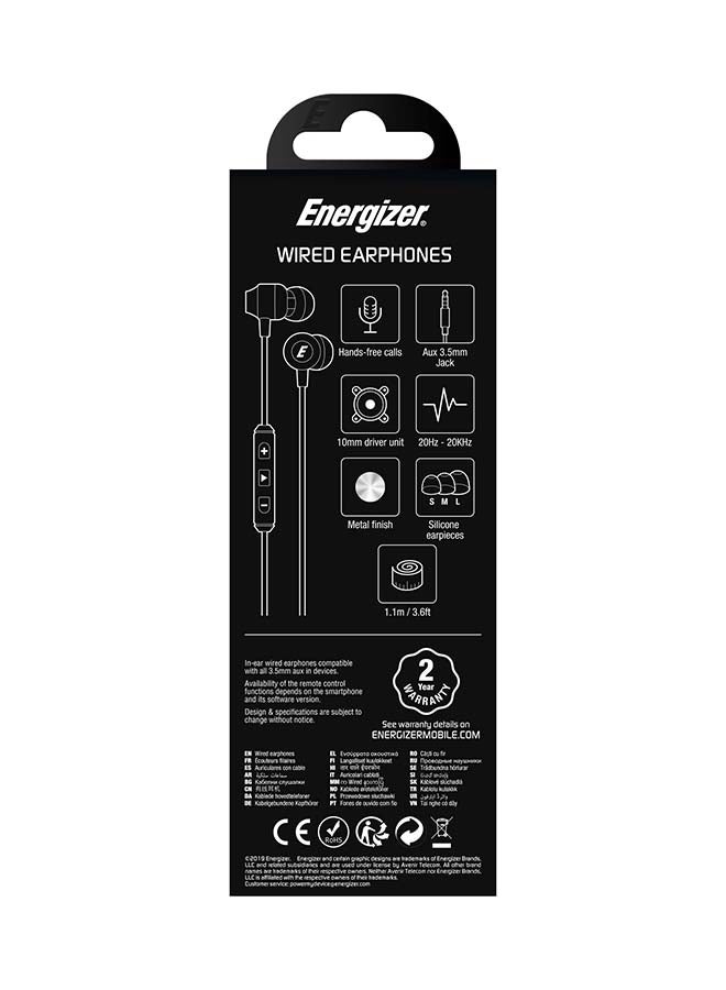 Energizer Heavy Bass In-Ear Stereo Headphones With Metallic Finish Black  - Image 3