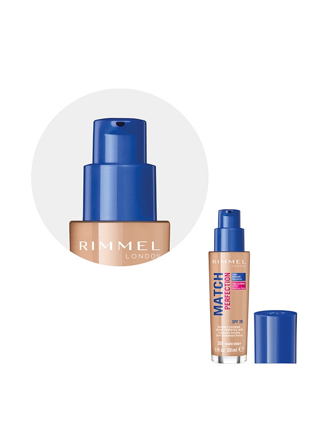 ريميل لندن كريم أساس مرطب ماتش بيرفيكشن سعة 30 مل 301 عسلي دافئ - Image 5