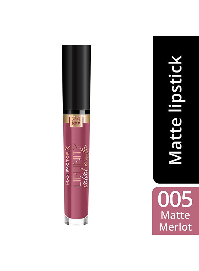 Max Factor - Lipfinity Matte Liquid Lip – 005 Matte Merlot - Image 1
