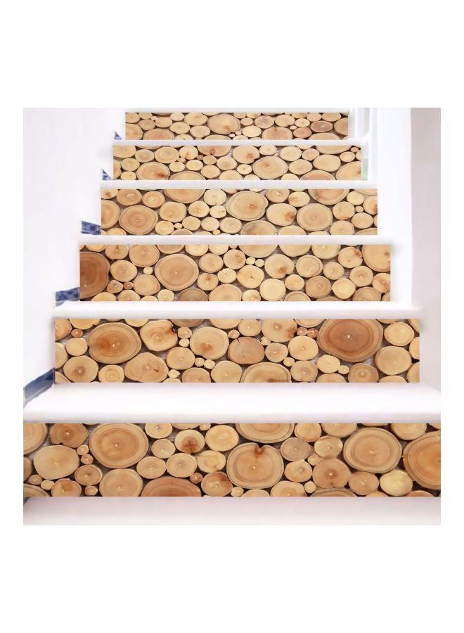 Generic - 6-Piece Qiangtie Retro Style Stair Sticker Set Brown/Beige 18x100cm - Image 1