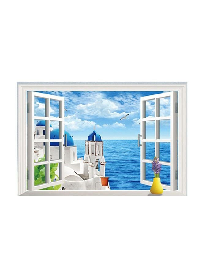 Qiangtie 3D Window Shape Wall Sticker White/Blue/Yellow 60x90cm - Image 1