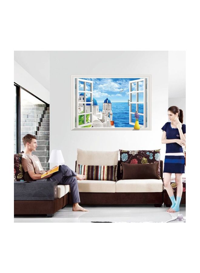 Qiangtie 3D Window Shape Wall Sticker White/Blue/Yellow 60x90cm - Image 2