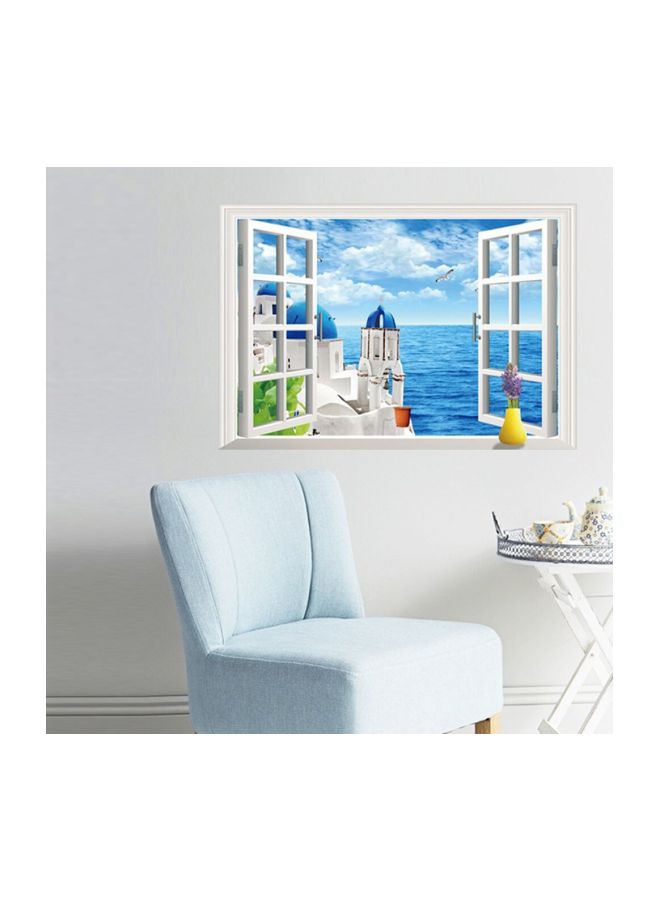 Qiangtie 3D Window Shape Wall Sticker White/Blue/Yellow 60x90cm - Image 3