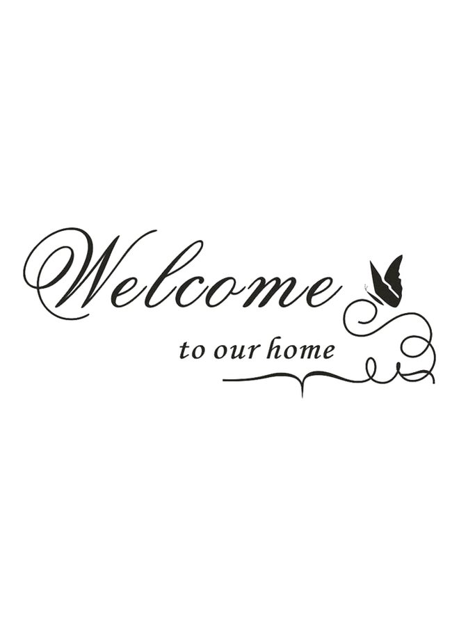 ملصق جداري كيانجتاي على شكل فراشة وبعبارة "Welcome To Our Home" أسود 16x60Ø³Ù†ØªÙŠÙ…ØªØ± - Image 1