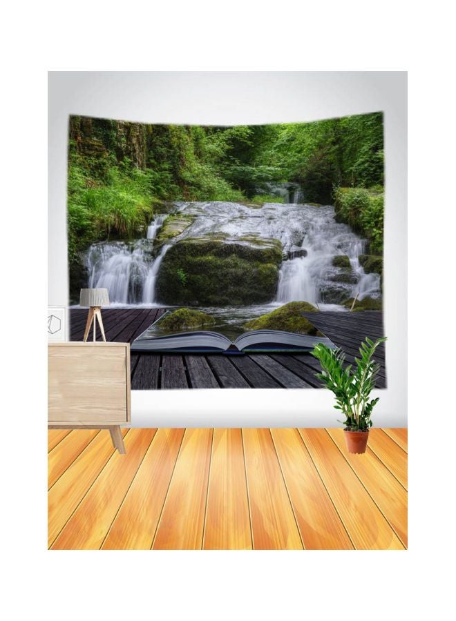 Qiangtie Waterfall Printed Wallpaper Green/White - Image 1