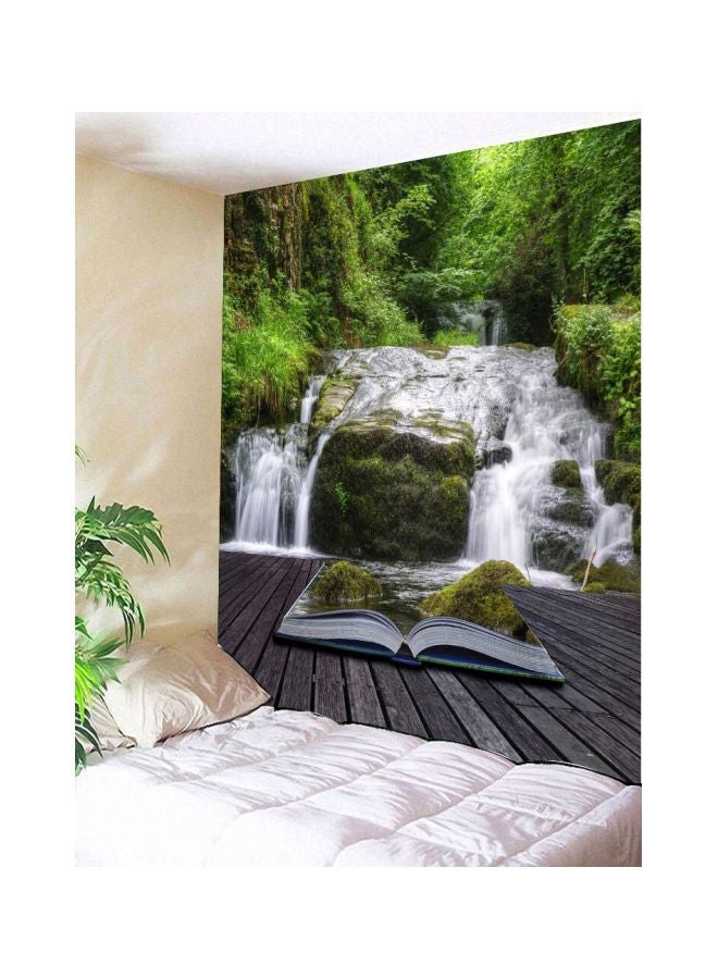 Qiangtie Waterfall Printed Wallpaper Green/White - Image 2