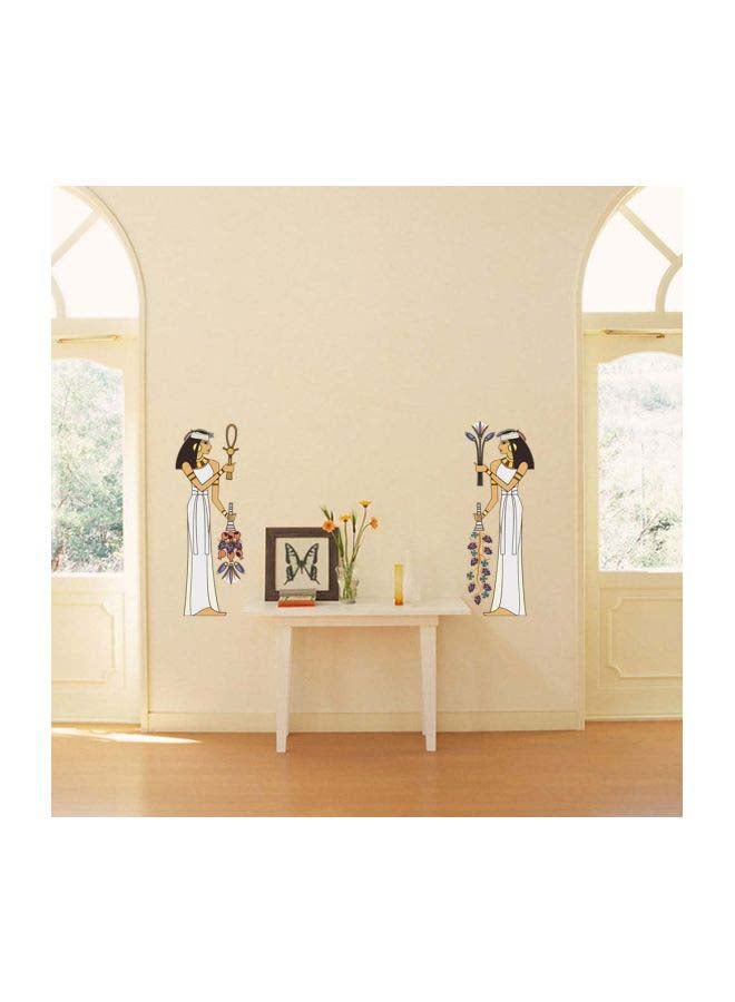 Qiangtie Vintage Figures Printed Wall Sticker White/Beige/Green 70x50cm - Image 1