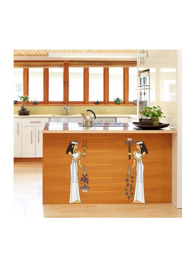 Qiangtie Vintage Figures Printed Wall Sticker White/Beige/Green 70x50cm - Image 2
