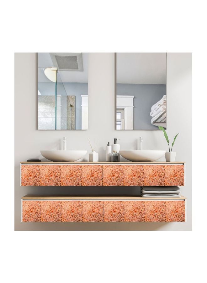 Pack Of 5 Qiangtie 3D Tile Patterned Wall Sticker Orange/Red 20x20cm  - Image 2
