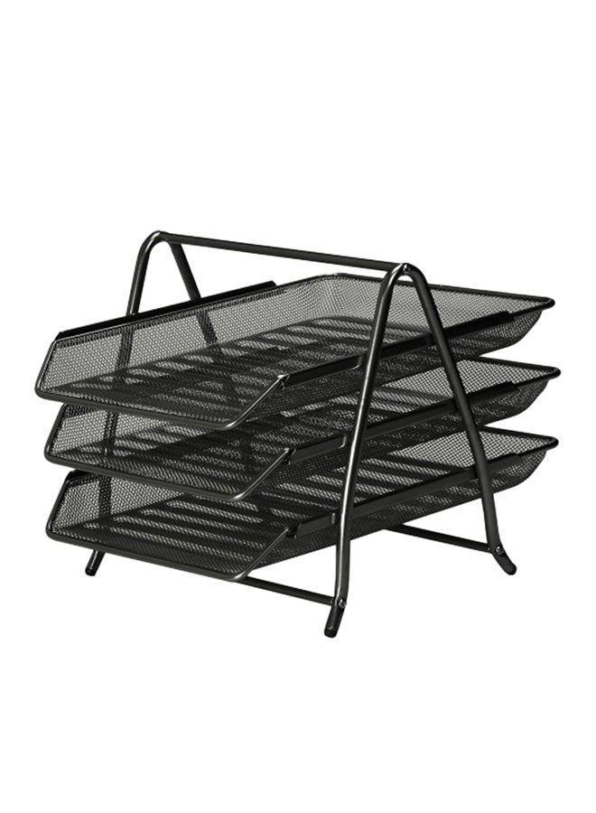 PARTNER 3-Tier Metal Mesh Document Tray Black  - Image 2