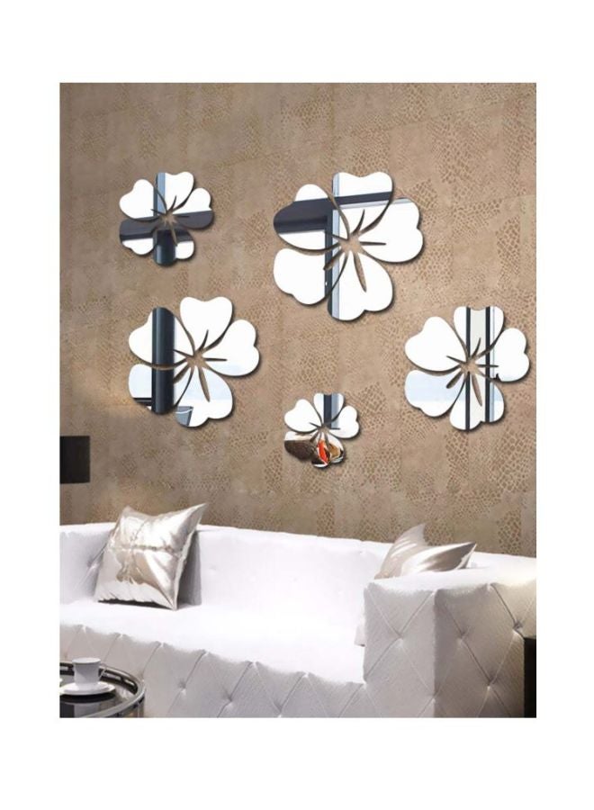 5-Piece Qiangtie Floral Design Decorative Wall Stickers Clear - Image 2