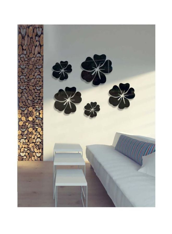 5-Piece Qiangtie Floral Design Decorative Wall Stickers Clear - Image 3