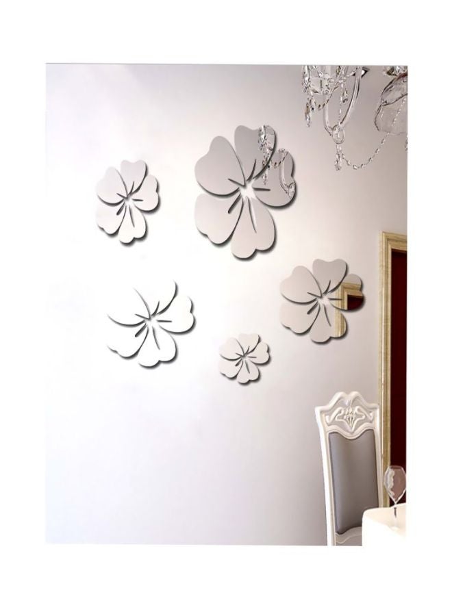 5-Piece Qiangtie Floral Design Decorative Wall Stickers Clear - Image 1