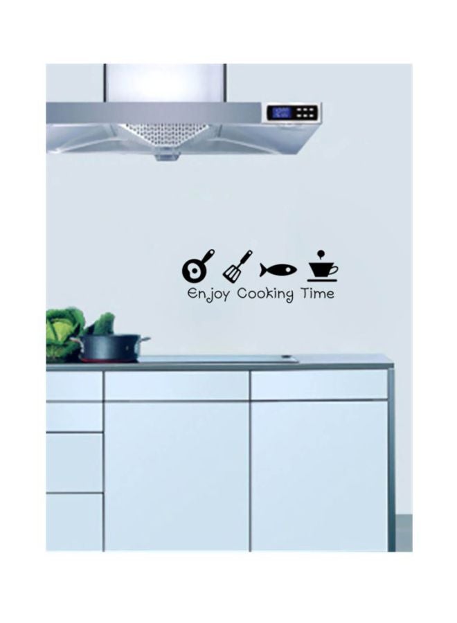 ملصق جداري كيانجتاي بتصميم طبعة عبارة "Enjoy Cooking Time" أسود 20x51Ø³Ù†ØªÙŠÙ…ØªØ± - Image 2