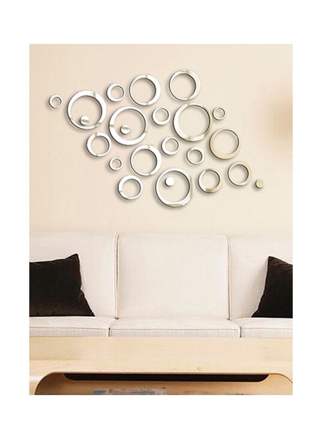 Qiangtie Decorative Modern Round Ring Mirror Style Wall Sticker Grey 15x15cm - Image 1