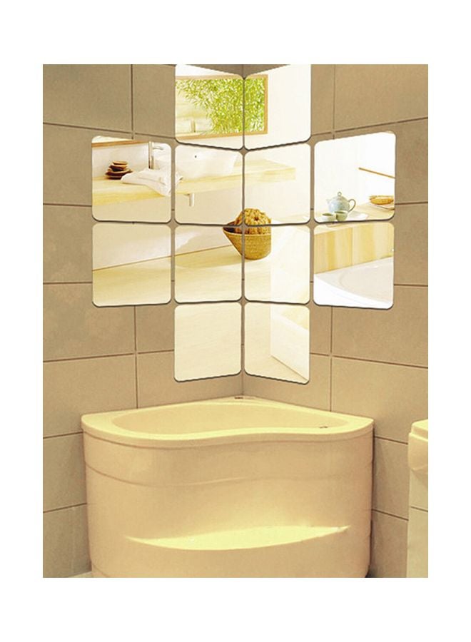Qiangtie Mirror Style Wall Sticker Silver 15x15centimeter - Image 1