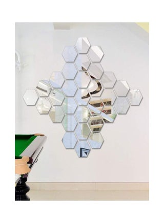 12-Piece Qiangtie 3D Hexagonal Mirror Wall Sticker Set Clear 40x40x23mm - v1586787054/N36725485A_1