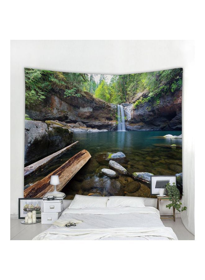 Qiangtie Waterfall Printed Tapestry Green/Beige/Blue 150x200centimeter - Image 1