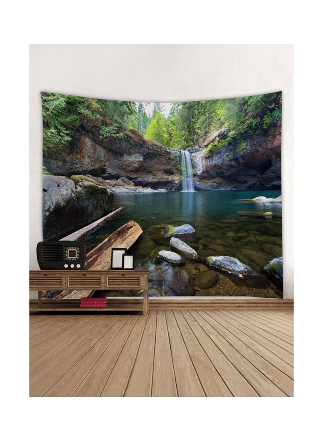 Qiangtie Waterfall Printed Tapestry Green/Beige/Blue 150x200centimeter - Image 2