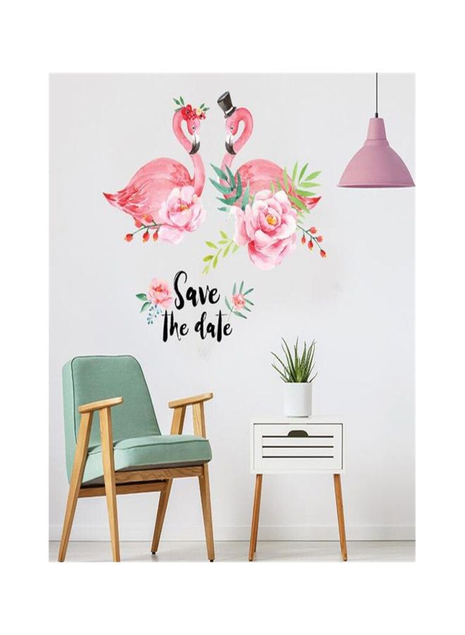 Qiangtie Flamingo Patterned Wall Sticker Pink/Black/Green 60x90centimeter - Image 1