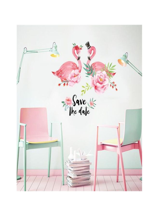Qiangtie Flamingo Patterned Wall Sticker Pink/Black/Green 60x90centimeter - Image 2
