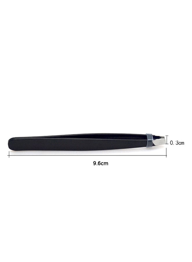 Generic Oblique Mouth Clamp Eyebrow Clip Tweezer Black  - Image 3