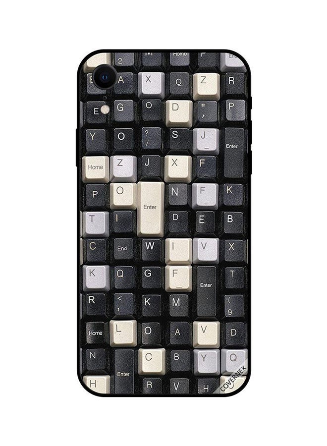 كوفرنيكس غطاء حماية واقٍ لهاتف أبل آيفون XR نمط أزرار لوحة المفاتيح بالأبيض والأسود