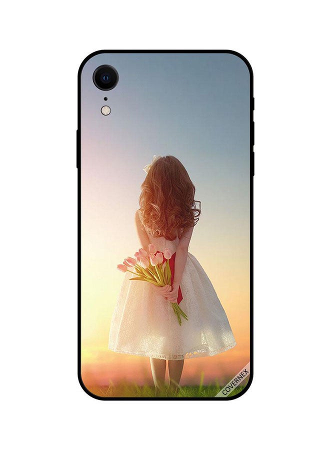 كوفرنيكس غطاء حماية واقٍ لهاتف أبل آيفون XR طبعة بتصميم فتاة تخبئ الزهور - Image 1