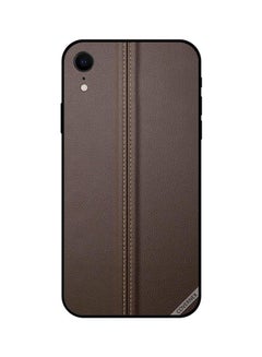 Protective Case Cover For Apple iPhone XR Line In Mid Of Brown Leather
