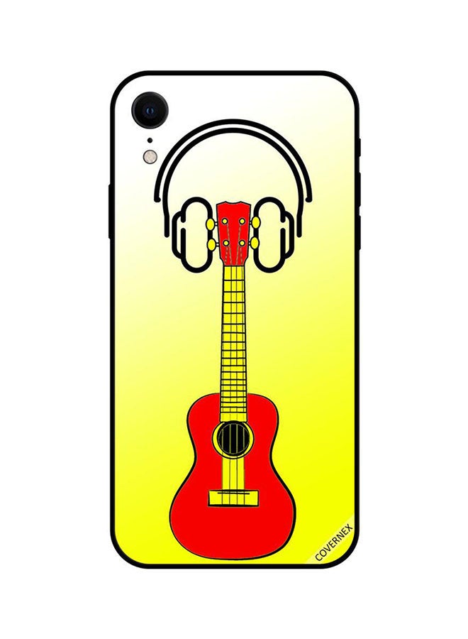 كوفرنيكس غطاء حماية واقٍ لهاتف أبل آيفون XR بطبعة تصميم آلة جيتار باللونين الأحمر والأصفر مع سماعة رأس - Image 1