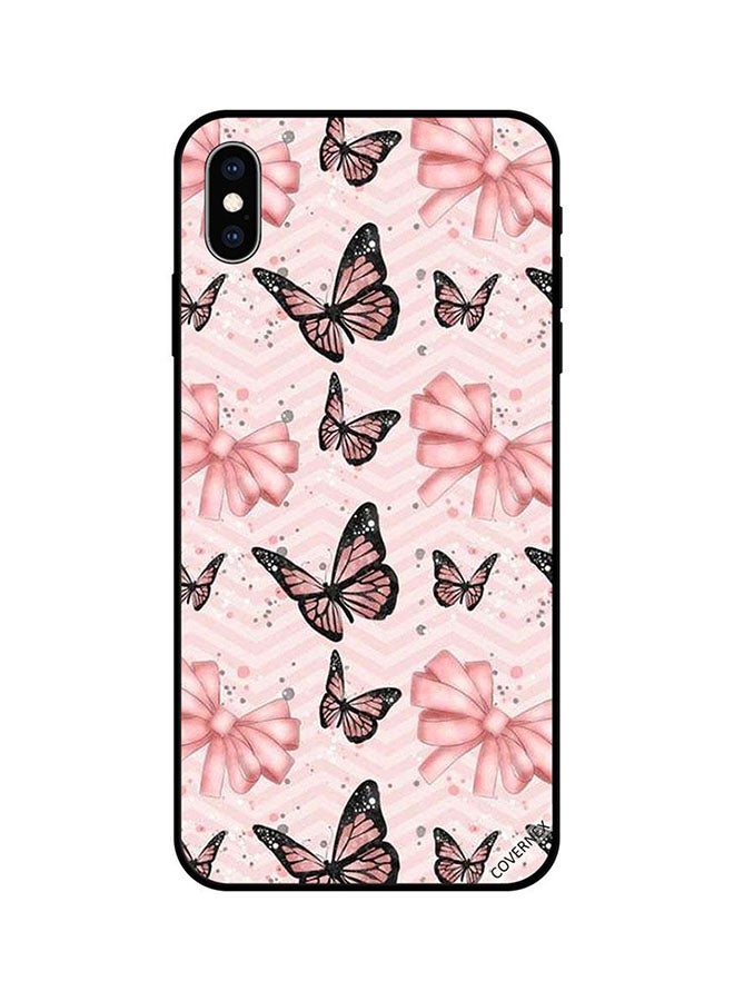 Covernex Apple iPhone XS Protective Case Cover Printed Featuring Black & Peach Color Butterflies DESIGN_0218 - Image 1