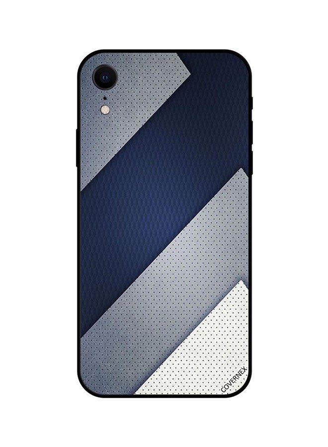Covernex Apple iPhone XR Protective Case Cover Printed Featuring Dark Blue & Grey Leather Pattern DESIGN_1056 - Image 1